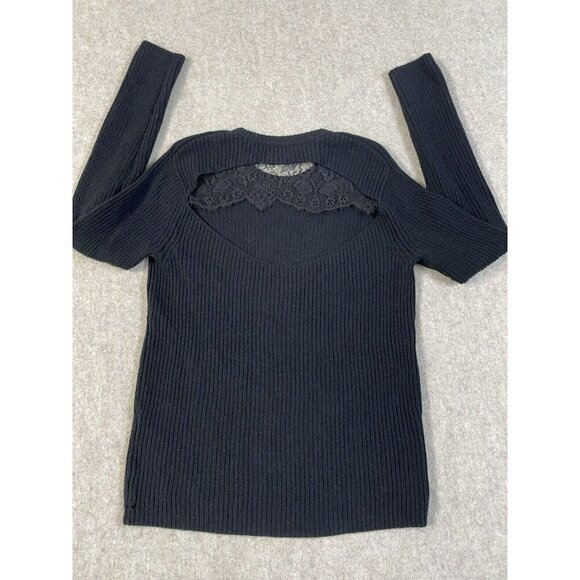 A.L.C. Wool And Cashmere Blend Lace Back Cut Out Sweater Black size M - Picture 12 of 16